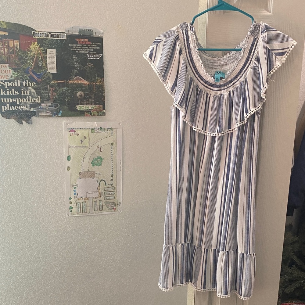 Blue and White Striped Dress